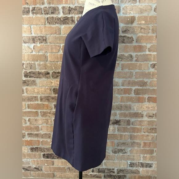 Theory classic navy blue short sleeve jatinn dress short w/ pockets size medium - Picture 3 of 9